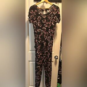 Floral Black and Pink Jumpsuit
